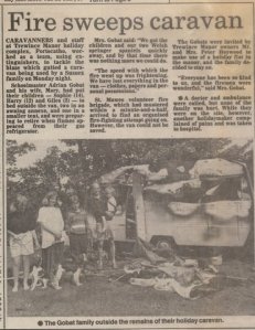 Fire in caravan July1991